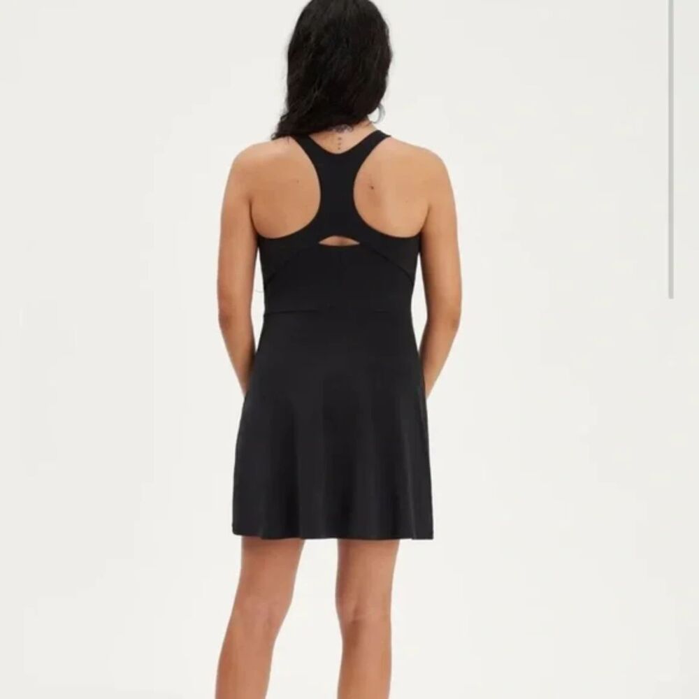 Girlfriend Collective Black Lola V-Neck Dress Mini Tennis Pickleball sz small